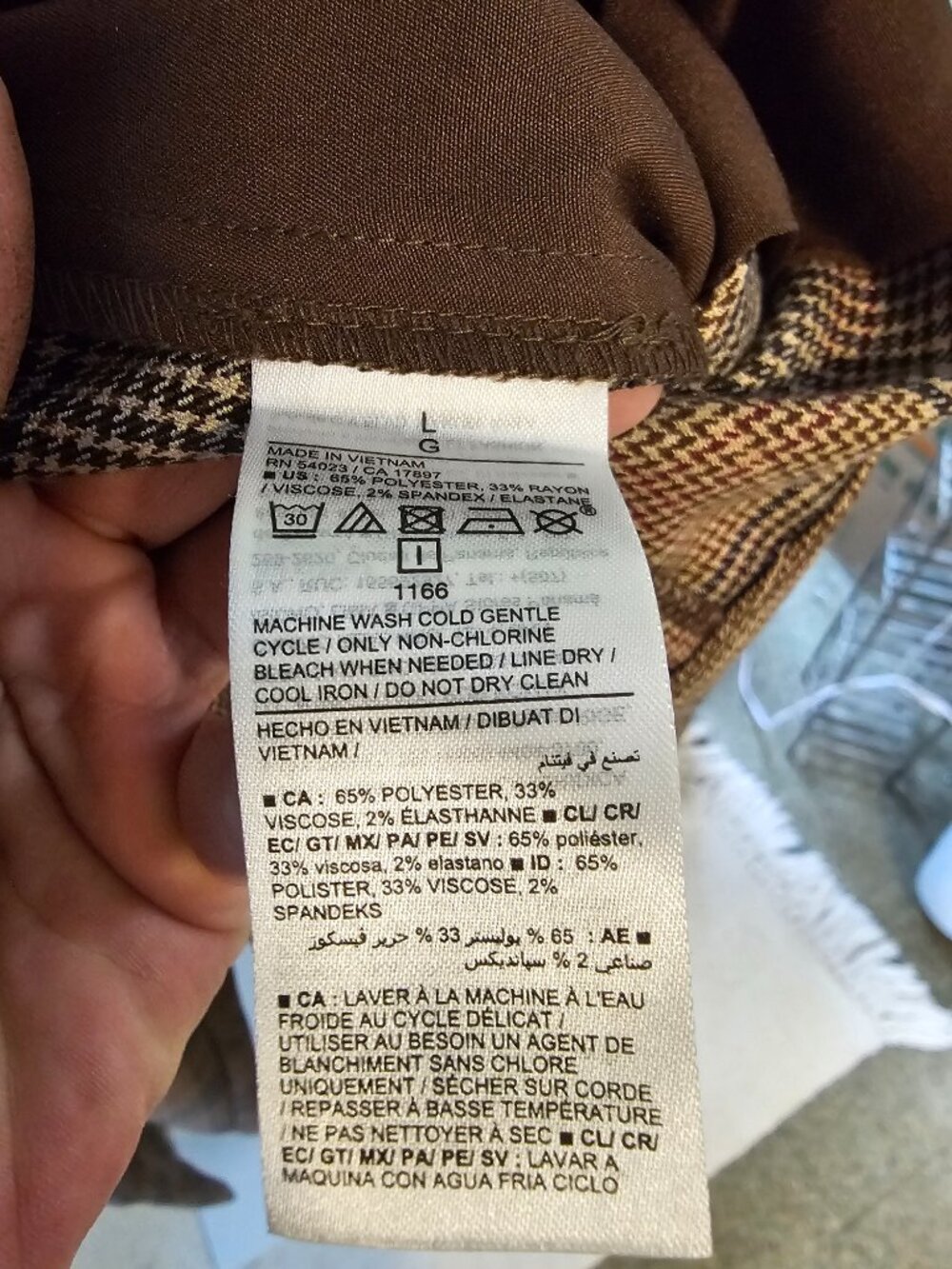Old Navy Trousers Tailored Wide Leg Brown Plaid Academia Preppy Office L - Picture 9 of 11